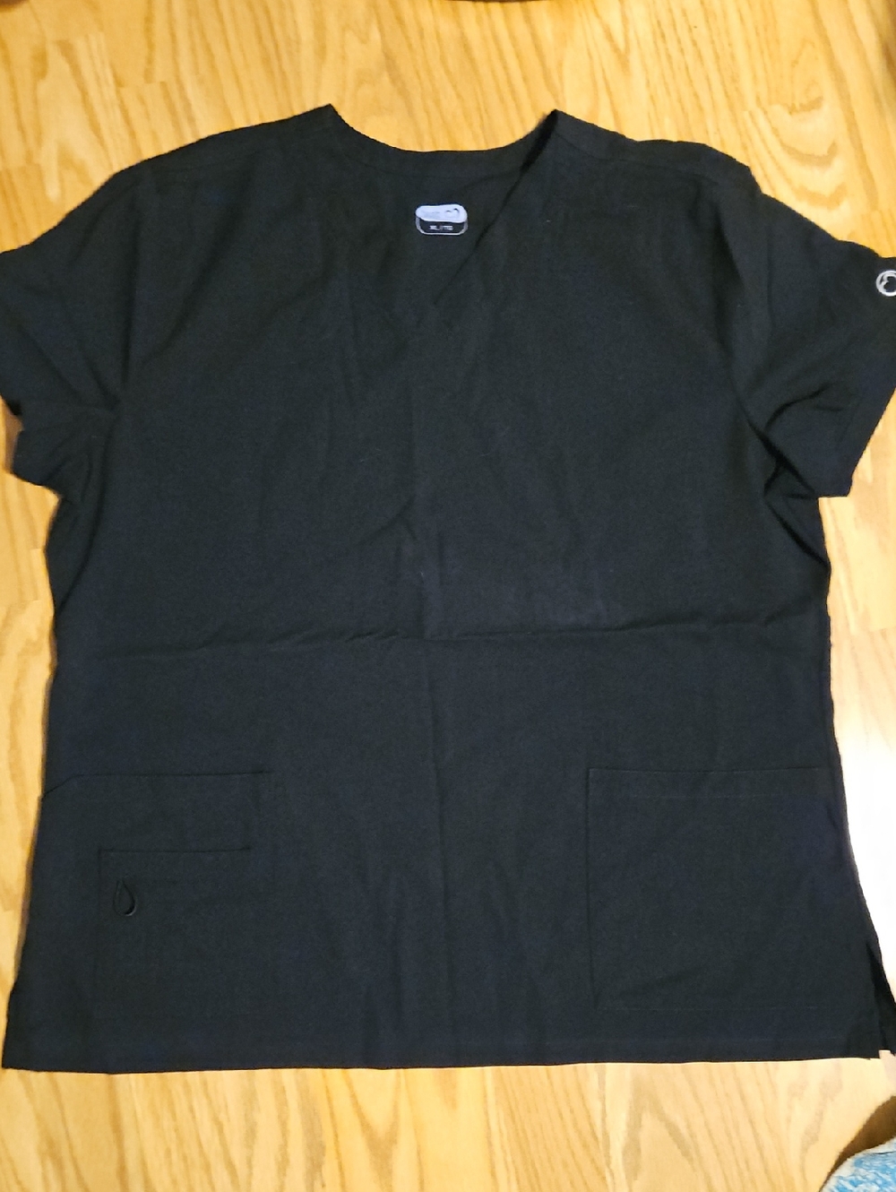 Womens XL Black V-Neck Medical Scrub Top